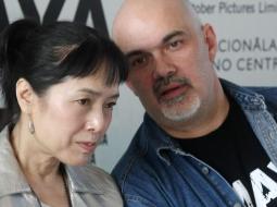 &#39;&#39;Amayas&#39;&#39; režisors Māris Martinsons un japāņu kinozvaigzne Kaori Momoi. Autore: Evija Trifanova, LETA