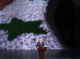 Sīrijas prezidents Bašars al Asads uzstājas ar runu. Foto: AFP/LETA