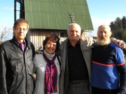 Jānis Rožkalns (no kreisās), Gunta Rožkalne, Bruno Javoišs, Agris Šēfers. Foto: raksta autore