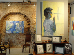 Gleznotājas Līgas Jukšas personālizstāde un plenērs "Gaišās domas" galerijā "Mākslas banka". Foto: Gints Ivuškāns, F64