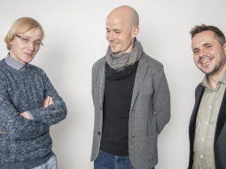 Latvijas komponisti, kuru mūziku atskaņos"Ensemble Modern". No kreisās: Kristaps Pētersons, Jānis Petraškevičs, Andris Dzenītis. Foto- Emīls Desjatņikovs, f64