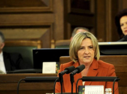 Iveta Grigule Saeimas tribinē. Foto: Romāns Kokšarovs, F64