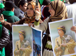 Protestētāji Lībijā. Foto: EPA/LETA