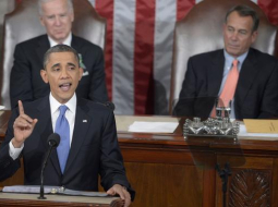 ASV prezidents Baraks Obama teic gadskārtējo runu. Foto: AFP/LETA
