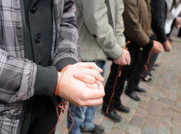 Studentu protests ceturtdien pie Saeimas komisiju ēkas. Foto: Lita Krone, LETA