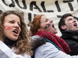 Studenti protestā Briselē. Foto: EPA/LETA