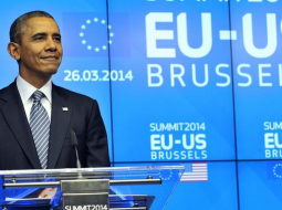 ASV prezidents Baraks Obama Briselē. Foto: AFP/LETA