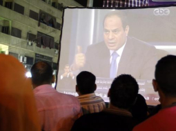 Ēģiptes prezidenta amata kandidāts Abdelfatahs as Sisi uzstājas televīzijā. Foto: EPA/LETA