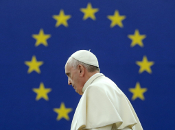 Romas pāvests Francisks Eiropas Parlamentā. Foto: AFP/LETA