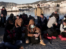 Nelegālie imigranti no Sīrijas šogad aprīlī izcēlušies Lesbas salā Grieķijā. Foto: AFP/LETA