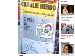 Ekrānattēls ar "Charlie Hebdo" karikatūru no "The Independent".