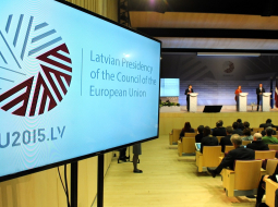 ES prezidentūras logo. Foto: Ieva Lūka, LETA