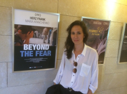 Filmas "Baiļu robeža" līdzrežisore Marija Kravčenko Jeruzalemes kinofestivālā. Foto: Guntis Trekteris