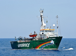 Dabas aizstāvju kuģis "Greenpeace" Vidusjūrā. Foto: AFP/LETA