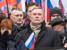 Mihails Kasjanovs Borisa Ņemcova piemiņas pasākumā. Foto: AFP/LETA