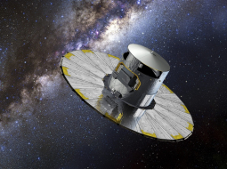 Eiropas Kosmosa aģentūrā tapušais attēls rāda satelītu, kuram jāizveido 3D karte Piena ceļam, uzskaitot miljardu zvaigžņu tajā. Foto: EPA/LETA