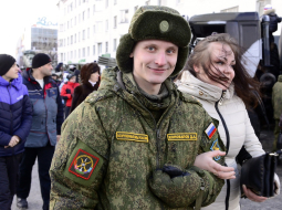 Krievijas armijas karavīrs. Foto: ITAR-TASS/LETA