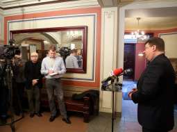 SAB direktors Jānis Maizītis preses konferencē. Foto: Edijs Pālens, LETA