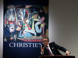 Pablo Pikaso glezna "Alžīras sievietes ("O" versija)" pirmdien Ņujorkā izsoļu namā "Christie's". Foto: EPA/LETA