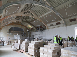 Tiek veikti Rīgas pils priekšpils un Austrumu piebūves rekonstrukcijas un restaurācijas darbi. Foto: Evija Trifanova, LETA