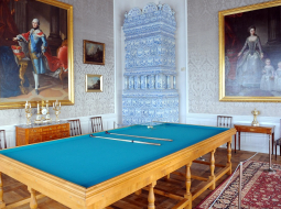 Biljarda zāle Rundāles pilī. Foto: Ieva Lūka, LETA