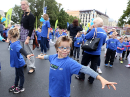 Eiropas sporta nedēļas atklāšanas pasākums septembrī laukumā pie Brīvības pieminekļa. Foto: Evija Trifanova, LETA