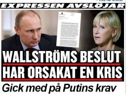 Zviedru laikraksts "Expressen" raksta: "Valstroma piekrīt Putina prasībām".