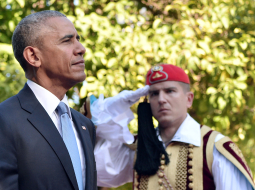ASV prezidents Baraks Obama Grieķijas vizītē. Foto: Louisa Gouliamaki, AFP/ LETA