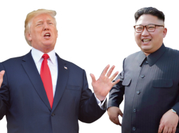 ASV prezidents Donalds Tramps (71) un Korejas Tautas Demokrātiskās Republikas augstākais līderis Kims Čenuns (33 vai 35).