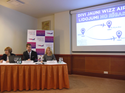 Jauno "Wizz Air" reisu prezentācija. Foto: Zane Bitere, LETA.