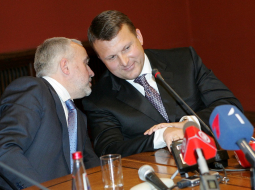 Andris Šķēle un Ainārs Šlesers. Foto: Lita Krone, LETA