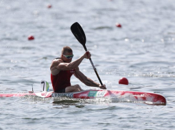 Aleksejs Rumjancevs distancē. Foto: LETA-EPA