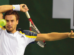 Ernests Gulbis mačā ar Rafaelu Nadalu 13.martā Kalifornijā.