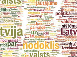 Ilustrācijās izmantotas šo partiju priekšvēlēšanu īsās programmas — tās apstrādātas ar «vārdu mākoņu» programmu: visbiežāk minētie vārdi ir lielāki, bet retāk minētie — mazāki