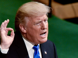 Donalds Tramps uzstājas ar runu ANO Ģenerālajā asamblejā. Foto: ITAR-TASS/LETA