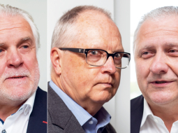 Bijušais Latvenergo prezidents Kārlis Miķelsons, biznesa konsultants Andrejs Livanovičs un bijušais Latvenergo prezidenta vietnieks Aigars Meļko.
Foto — Alise Šulca, Picture Agency