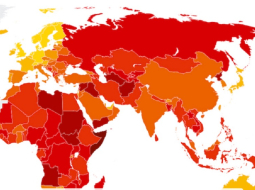 Pasaules karte ar korupcijas uztveres indeksa datiem.