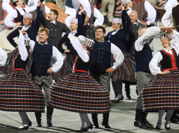XXVI Vispārējo latviešu Dziesmu un XVI Deju svētku deju lieluzvedums "Māras zeme" Daugavas stadionā. Foto: Paula Čurkste, LETA