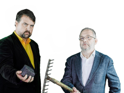 LR2 jaunā priekšvēlēšanu raidījuma vadītāji Ivars Ījabs (no kreisās) un Mārcis Bendiks. Publicitātes foto