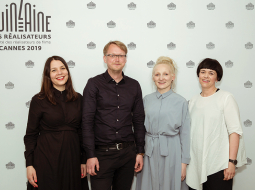 Producente Aija Bērziņa (no kreisās), filmas Oļegs režisors un scenārists Juris Kursietis, aktrise Guna Zariņa un producente Alise Ģelze Kannu kinofestivāla neatkarīgajā skatē Directors’ Fortnight.
Audrius Solominas, publicitātes foto
