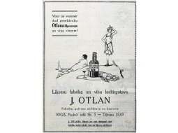 J. Otlana liķieru fabrikas dzērienu reklāma