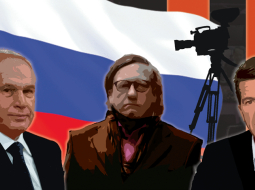 No kreisās: Baltijas Mediju alianse līdzīpašnieks Jurijs Kovaļčuks, BMA Ltd formālais īpašnieks Margus Merima un Baltijas Mediju alianse līdzīpašnieks Oļegs Solodovs.
Ilustrācija — Raivis Vilūns