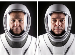 Astronauti Dags Hērlijs (pa kreisi) un Bobs Benkens.
Foto — Scanpix