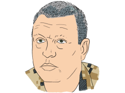 NBS komandieris Leonīds Kalniņš. Zīmējums - Ernests Kļaviņš