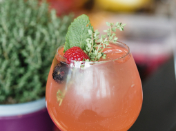 Andra Reizenberga gatavotais bezalkoholiskais Rabarberu spritz. Foto – Kristaps Hercs