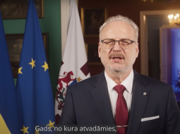 Attēls no Valsts prezidenta Egila Levita gadu mijas uzrunas.