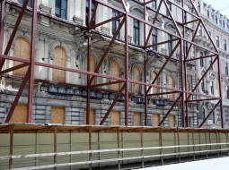 Jaunais Rīgas teātris pārbūves procesā 2020.gadā. Foto - Ieva Leiniša, LETA