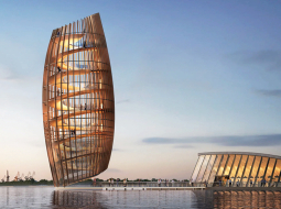 Vizualizācija no Riga Waterfront projekta reklāmas materiāliem un Andrejsalas apbūves plānojums