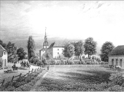Skats uz Dundagas viduslaiku pili Kurzemē. Vilhelma Zigfrīda Stavenhāgena gravīra. 1866. gads. LNB krājums