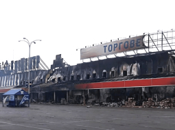 Būvmateriālu tirdzniecības tīkla Epicentr veikals Čerņihivā pēc Krievijas raķetes trieciena 2022. gada 28. februārī.
Foto no personīgā arhīva